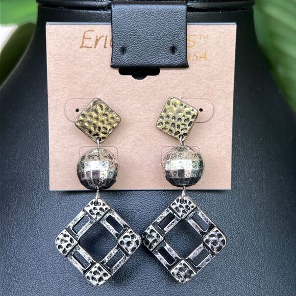 Antiqued Gold Silver Dangle Erica Lyons Fashion Earrings $16ea / 3 for $25 - Picture 5 of 6